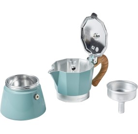 CAFFETTIERA AZZURRA MANICO NATURALE 3 TAZZE CAFFE' BRANDANI