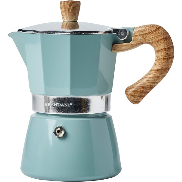 CAFFETTIERA AZZURRA MANICO NATURALE 3 TAZZE CAFFE' BRANDANI CAFFETTIERA AZZURRA MANICO NATURALE 3 TAZZE CAFFE' BRANDANI