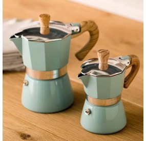 CAFFETTIERA AZZURRA MANICO NATURALE 3 TAZZE CAFFE' BRANDANI CAFFETTIERA AZZURRA MANICO NATURALE 3 TAZZE CAFFE' BRANDANI