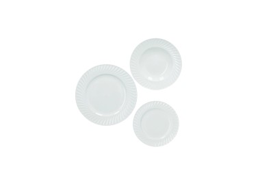 SET PIATTI DA TAVOLA 18PZ CANETE' PORCELLANA BIANCA BRANDANI