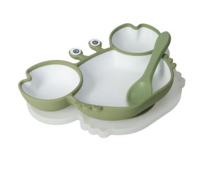 SET PIATTO PAPPA BIMBI GRANCHIO VERDE IN SILICONE BRANDANI
