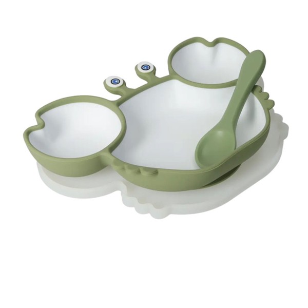 BRANDANI SILICONE CHILDREN'S MEAL PLATE SET - GREEN CRAB BRANDANI SILICONE CHILDREN'S MEAL PLATE SET - GREEN CRAB
