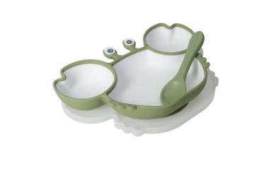 SET PIATTO PAPPA BIMBI GRANCHIO VERDE IN SILICONE BRANDANI