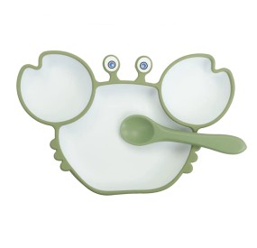 SET PIATTO PAPPA BIMBI GRANCHIO VERDE IN SILICONE BRANDANI