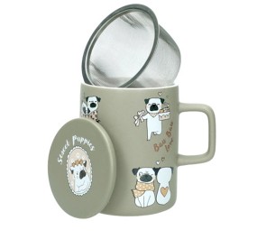 INFUSION MUG DOGS WITH GREEN PORCELAIN LID