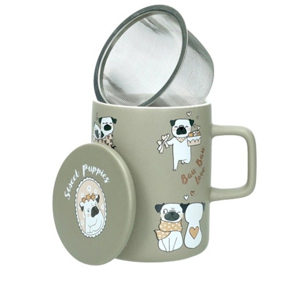INFUSION MUG DOGS WITH GREEN PORCELAIN LID INFUSION MUG DOGS WITH GREEN PORCELAIN LID