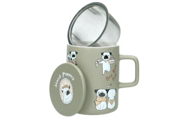 INFUSION MUG DOGS WITH GREEN PORCELAIN LID