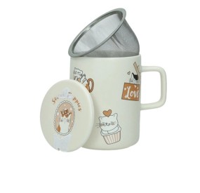 INFUSION MUG CATS WITH WHITE PORCELAIN LID