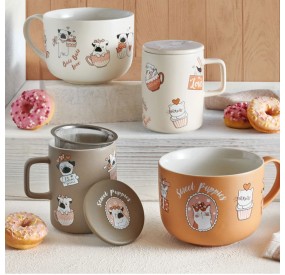 INFUSION MUG CATS WITH WHITE PORCELAIN LID