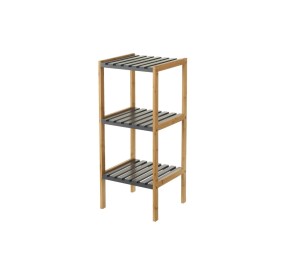 SCAFFALATURA ANGOLIERA 3 RIPIANI LEGNO E BAMBU' H.80cm
