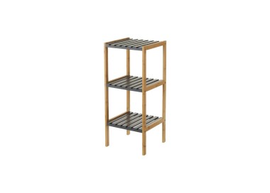 SCAFFALATURA ANGOLIERA 3 RIPIANI LEGNO E BAMBU' H.80cm