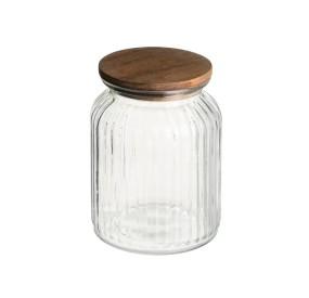 BARATTOLO CONTENITORE IN VETRO E TAPPO IN LEGNO 1000ml H.15cm