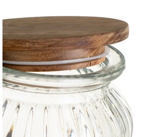 GLASS CONTAINER JAR WITH WOODEN CAP 600ml H.11cm