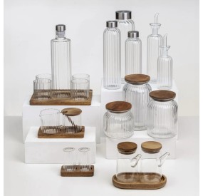 BARATTOLO CONTENITORE IN VETRO E TAPPO IN LEGNO 600ml H.11cm BARATTOLO CONTENITORE IN VETRO E TAPPO IN LEGNO 600ml H.11cm