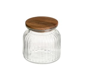 BARATTOLO CONTENITORE IN VETRO E TAPPO IN LEGNO 600ml H.11cm