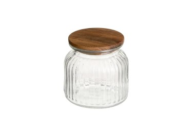 BARATTOLO CONTENITORE IN VETRO E TAPPO IN LEGNO 600ml H.11cm