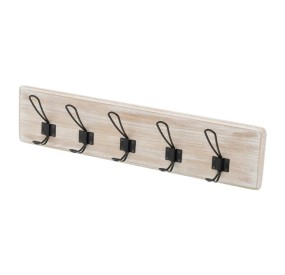 APPENDIABITI DA PARETE IN LEGNO BIANCO GANCI METALLO NERO