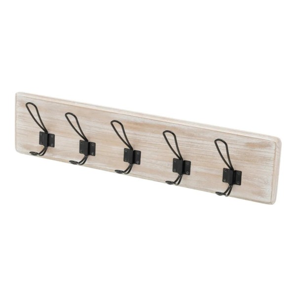 APPENDIABITI DA PARETE IN LEGNO BIANCO GANCI METALLO NERO APPENDIABITI DA PARETE IN LEGNO BIANCO GANCI METALLO NERO