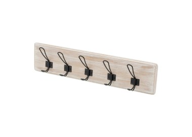 APPENDIABITI DA PARETE IN LEGNO BIANCO GANCI METALLO NERO