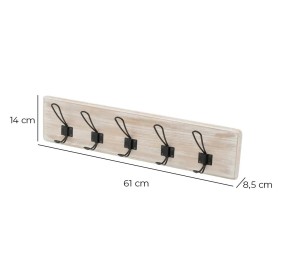 WHITE WOOD WALL COAT HANGER BLACK METAL HOOKS WHITE WOOD WALL COAT HANGER BLACK METAL HOOKS
