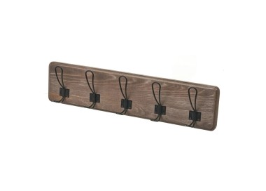 APPENDIABITI DA PARETE IN LEGNO SCURO GANCI METALLO NERO