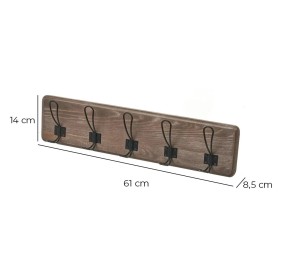 APPENDIABITI DA PARETE IN LEGNO SCURO GANCI METALLO NERO APPENDIABITI DA PARETE IN LEGNO SCURO GANCI METALLO NERO