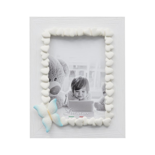WHITE WOOD PHOTO FRAME WITH LIGHT BLUE BOW WHITE WOOD PHOTO FRAME WITH LIGHT BLUE BOW