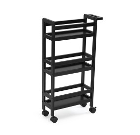 KITCHEN TROLLEY FOOD HANGER WITH WHEELS BLACK WOOD