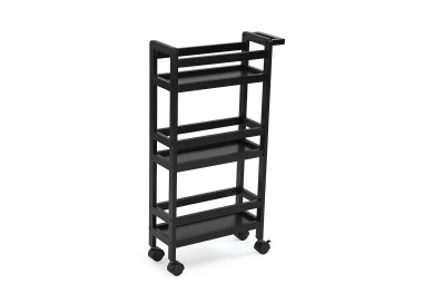 BATHROOM \ KITCHEN CABINET TROLLEY WITH WHEELS BLACK WOOD