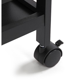 BATHROOM \ KITCHEN CABINET TROLLEY WITH WHEELS BLACK WOOD BATHROOM \ KITCHEN CABINET TROLLEY WITH WHEELS BLACK WOOD