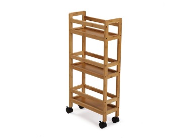 CARRELLO MOBILE BAGNO \ CUCINA CON RUOTE LEGNO NATURALE