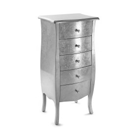 CASSETTIERA CAGLIARI 5 CASSETTI ARGENTO 48x36CM H100CM VERSA