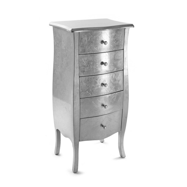 CAGLIARI CHEST OF 5 DRAWERS SILVER 48x36CM H100CM VERSA CAGLIARI CHEST OF 5 DRAWERS SILVER 48x36CM H100CM VERSA