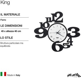 OROLOGIO PARETE KING ARTI E MESTIERI COLORE NERO 45x40CM