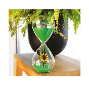 HOURGLASS IN BOROSILICATE GLASS WITH INTERNAL SUBJECT