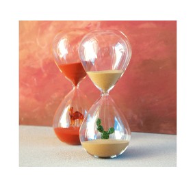 HOURGLASS IN BOROSILICATE GLASS WITH INTERNAL SUBJECT