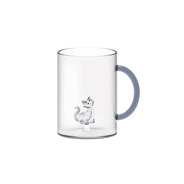 BOROSILICATE GLASS MUG WITH INTERNAL SUBJECT - CAT