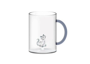 BOROSILICATE GLASS MUG WITH INTERNAL SUBJECT - CAT