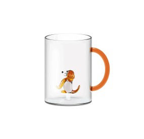 BOROSILICATE GLASS MUG WITH INTERNAL SUBJECT - DOG