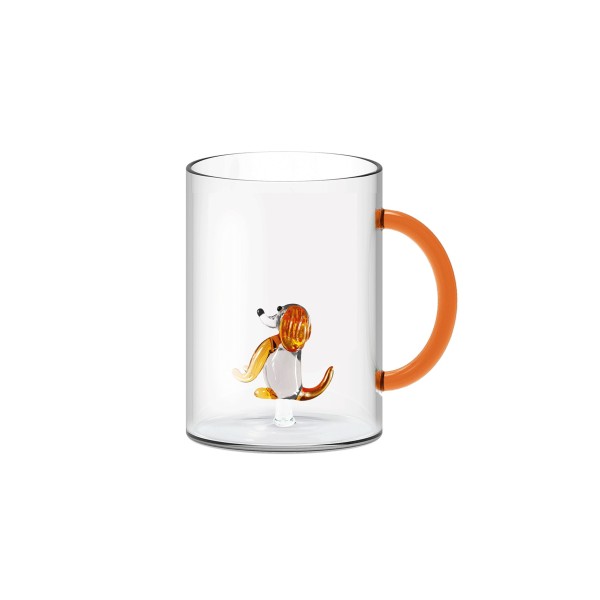 BOROSILICATE GLASS MUG WITH INTERNAL SUBJECT - DOG