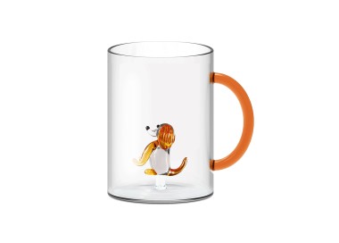 BOROSILICATE GLASS MUG WITH INTERNAL SUBJECT - DOG