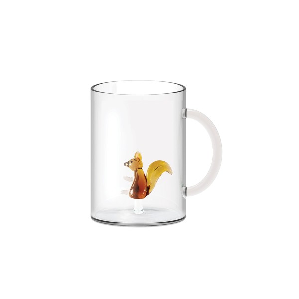 BOROSILICATE GLASS MUG WITH INTERNAL SUBJECT - SQUIRREL