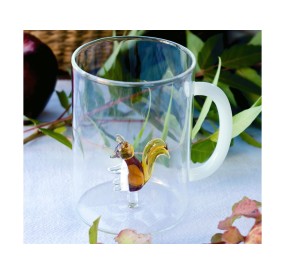 BOROSILICATE GLASS MUG WITH INTERNAL SUBJECT - SQUIRREL