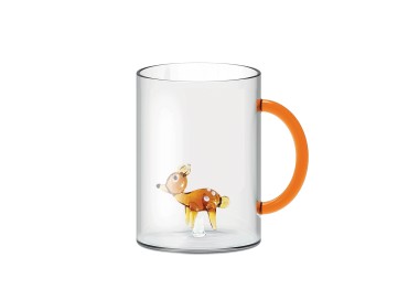 BOROSILICATE GLASS MUG WITH INTERNAL SUBJECT - DEER