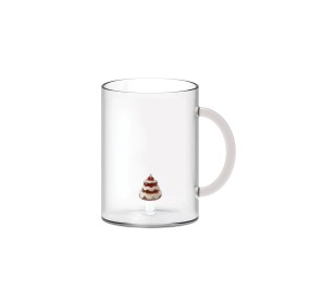 BOROSILICATE GLASS MUG WITH INTERNAL SUBJECT - CAKE