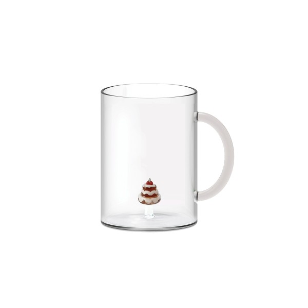 BOROSILICATE GLASS MUG WITH INTERNAL SUBJECT - CAKE