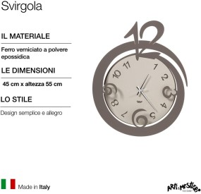 OROLOGIO PARETE SVIRGOLA ARTI E MESTIERI COLORE FANGO 45x55CM