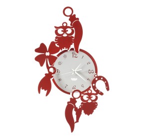 OROLOGIO PARETE GOOD LUCK ARTI E MESTIERI COLORE ROSSO 32x52CM