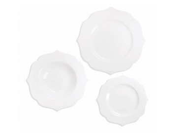 SET PIATTI DA TAVOLA 18PZ QUEEN NEW PORCELLANA BIANCA BRANDANI