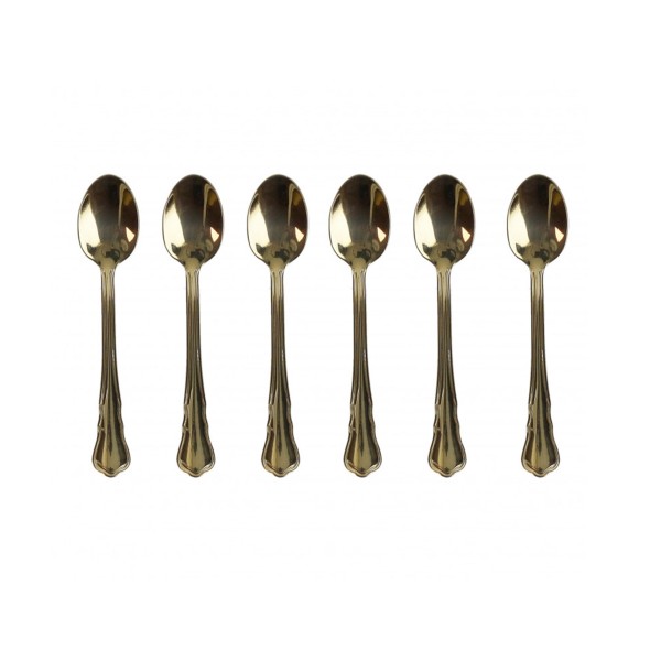 SET 6PCS GOLD SWEET COFFEE SPOON MOKA IMPERIAL BRANDANI